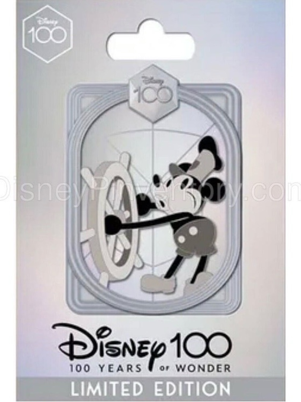 Disney Steamboat Willie 100th Anniversary Enamel Pin - Black, Gray, Silver